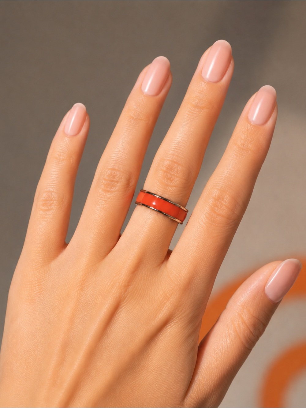 Orange Enamel Band Ring Size 7 | Y2K Minimalist Statement Jewelry Lia Sophia